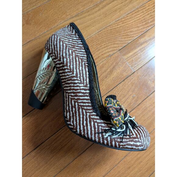 Irregular Choice Funky Artsy Boho Leather Bow Fringe Heels Sz 39 US 8 - 8.5 - Picture 4 of 7